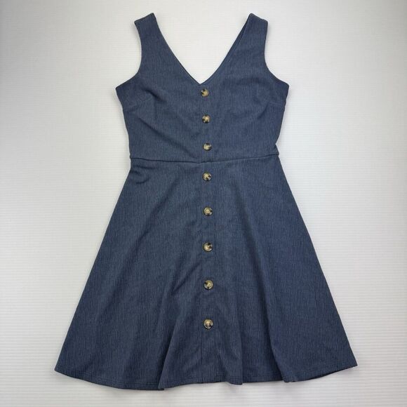 Fortune & Ivy Blue Button Front Dress Small Y2K Indie Retro Festival Minimalist - Picture 3 of 7